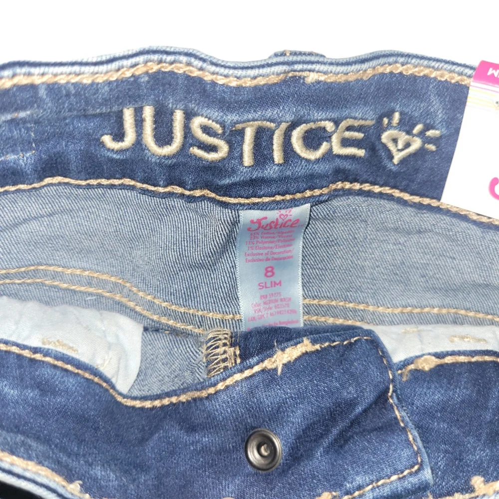 Justice Girls Denim Midi Medium Wash Short Size 8 Slim
